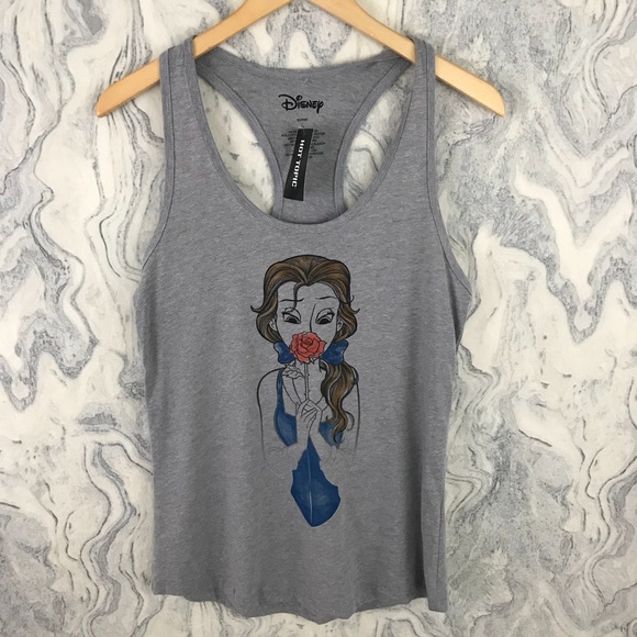 Disney Tops - Disney Belle Smelling Rose Gray Tank Top Women’s L